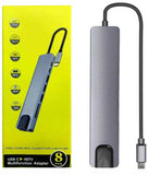 ADAPTATEUR TYPE C 8 PORTS + RJ45 - 12 Mois de Garantie