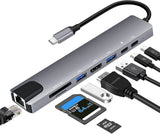 ADAPTATEUR TYPE C 8 PORTS + RJ45 - 12 Mois de Garantie