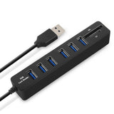 ADAPTATEUR USB2.0 COMBO 6 PORTS + LECTEUR DE CARTE 2 EN 1  - 12 Mois de Garantie