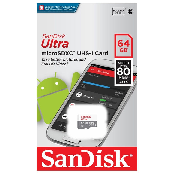 Carte Mémoire SanDisk ULTRA Micro SDXC - 64GB - Garantie 12 Mois